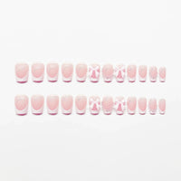 No.F270 Pink Bow Fingernails Patch 24pcs/Set