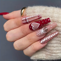 No.CM85 Christmas Red Stripes Fingernails Patch 24pcs/Set