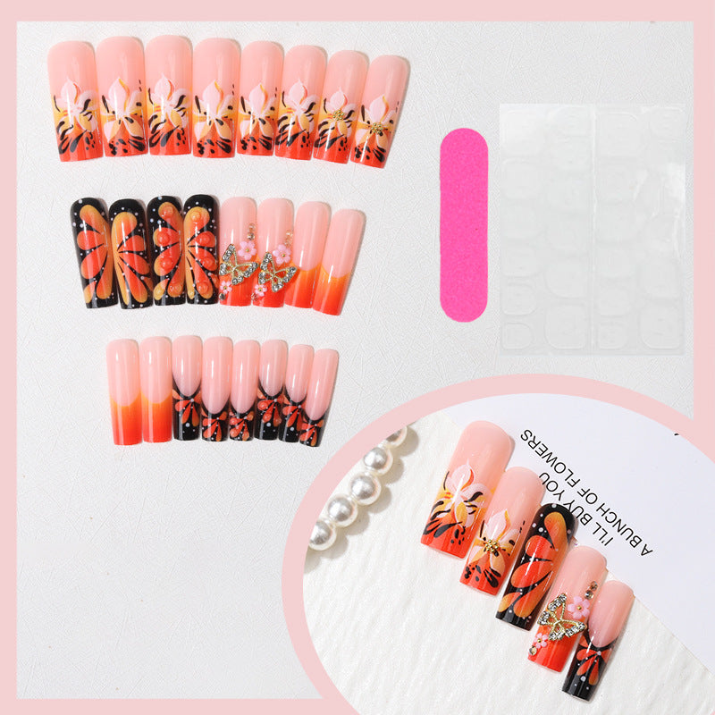 No.F711 Yellow Butterfly Print Fingernails Patch 24pcs/Set
