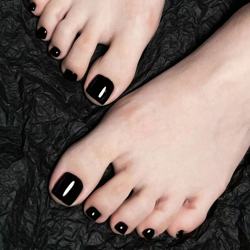 No.139 Black Glossy Press On Toenails 24pcs/Set