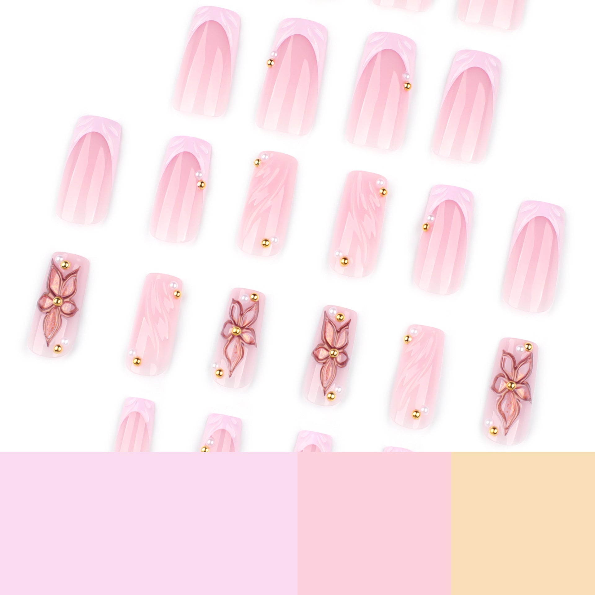 No.F620 Flower Fingernails Patch 24pcs/Set