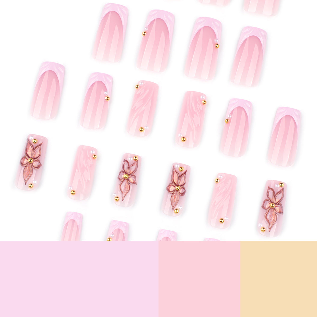No.F620 Flower Fingernails Patch 24pcs/Set