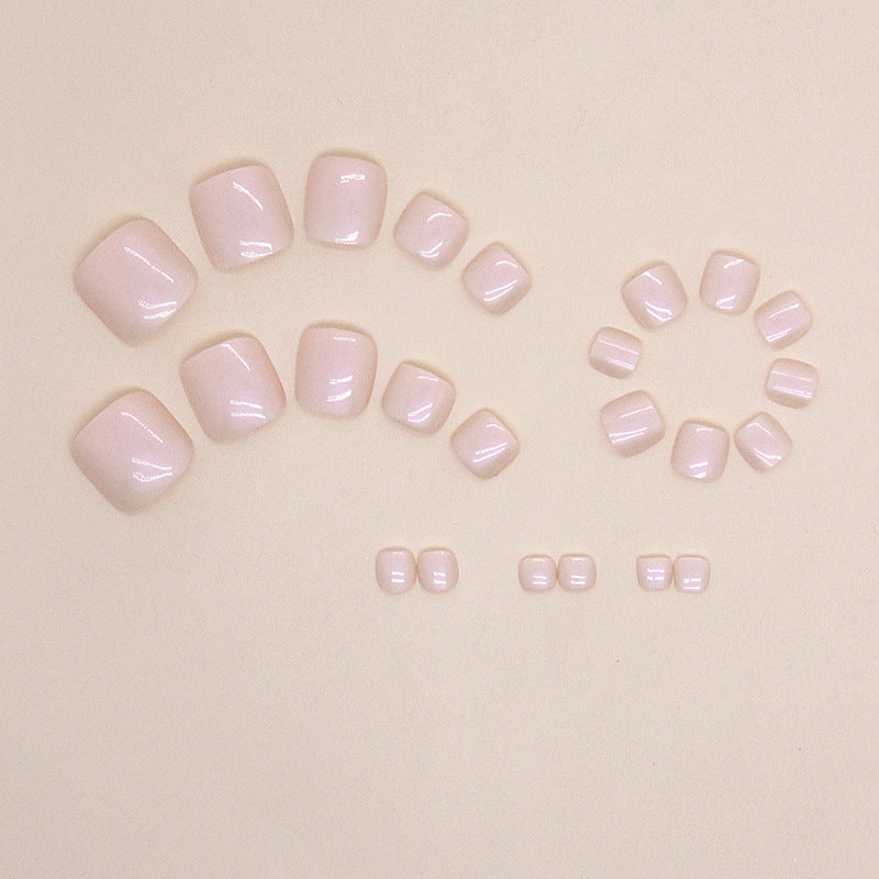 Warm Pure Color Aurora Toenail 24pcs/Set