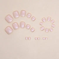 Warm Pure Color Aurora Toenail 24pcs/Set