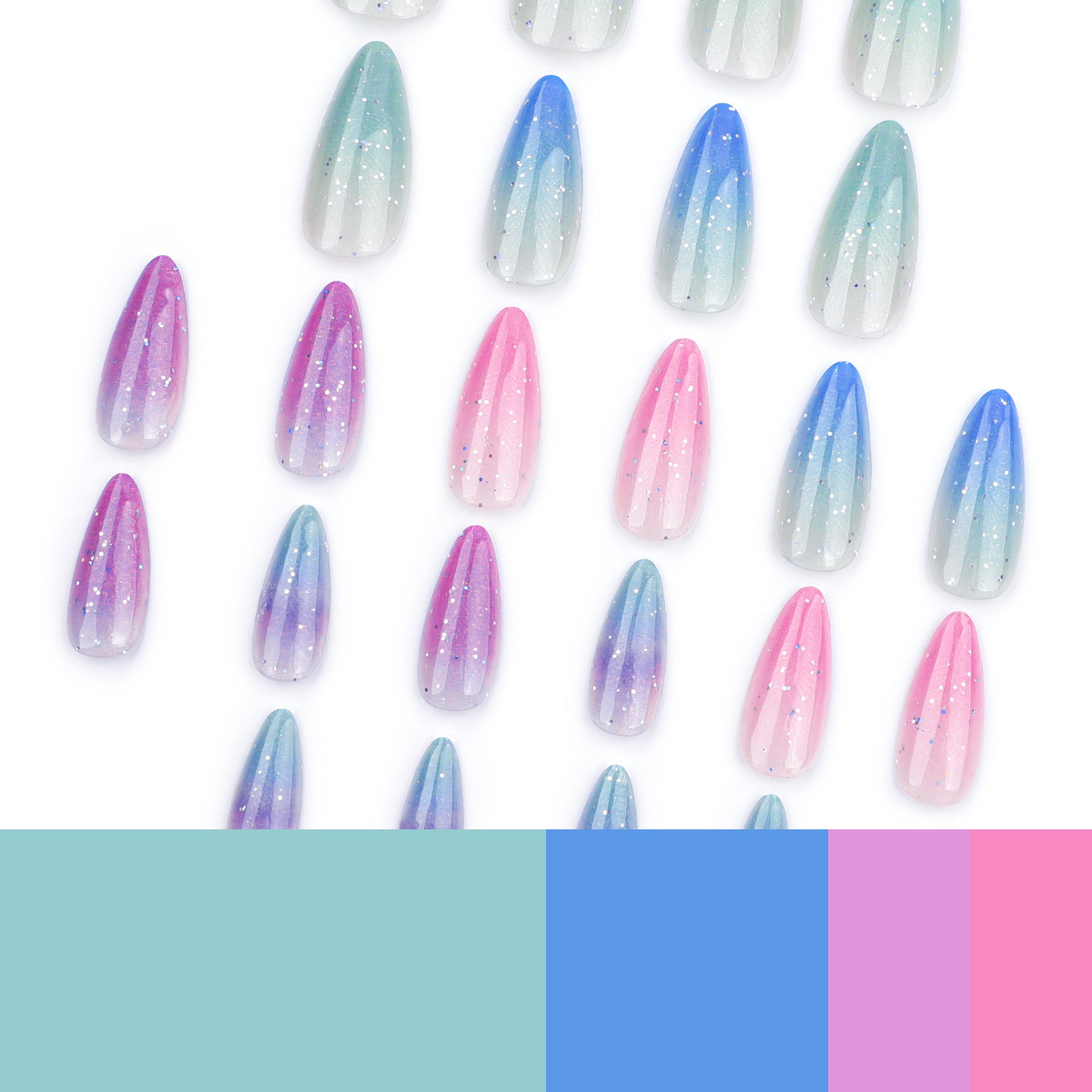 No.F809 Colorful Gradient Fingernails Patch 24pcs/Set
