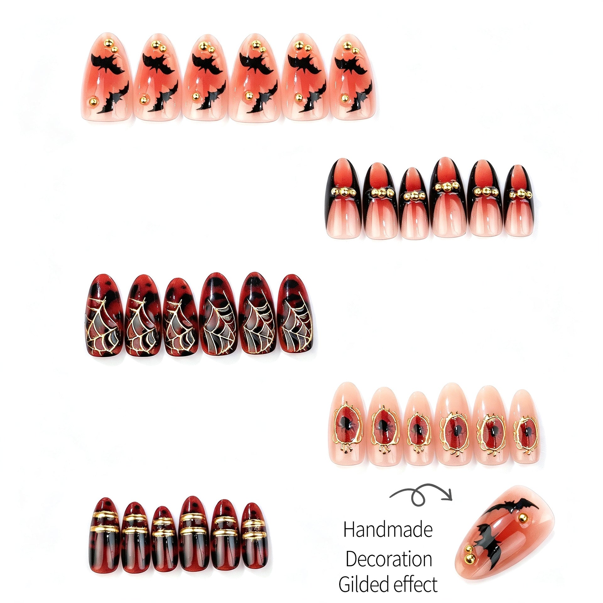 No.AW194 Halloween Leopard Spider Fingernails Patch 24pcs/Set