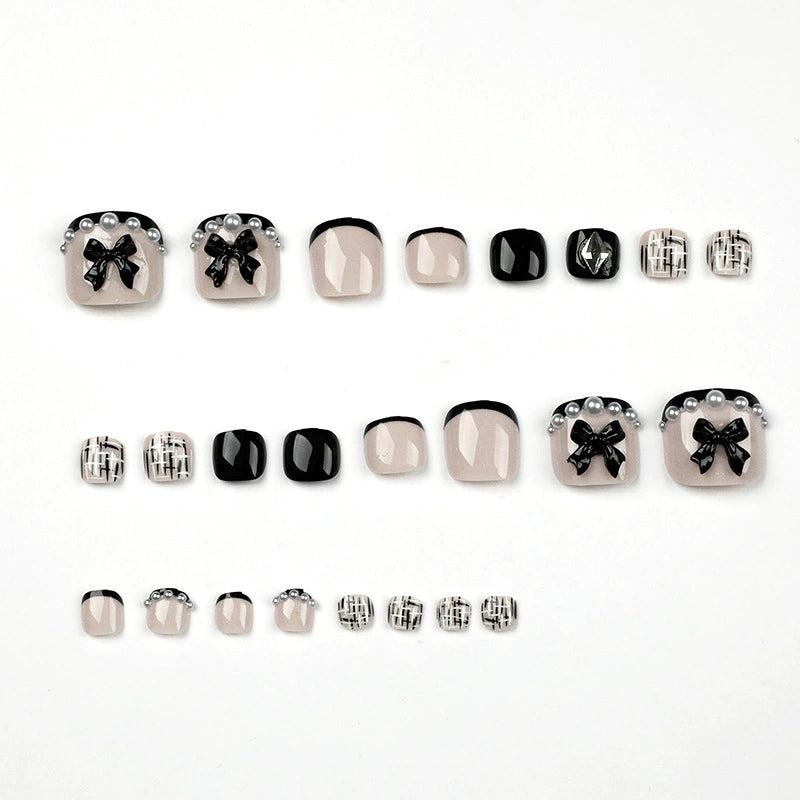 No.413 Black Bow Toenails Patch 24pcs/Set