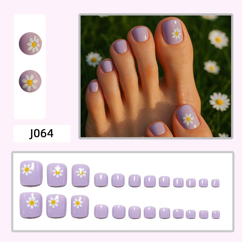 No.826 Taro Daisy Toenails Patch 24pcs/Set