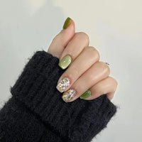 No.F66 Green Cat's Eye Fingernails Patch 24pcs/Set