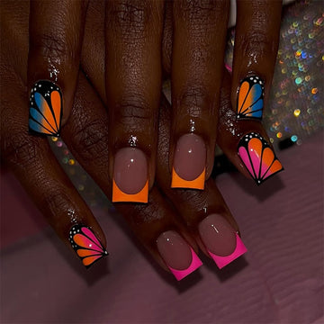 No.F460 Orange Fingernails Patch 24pcs/Set