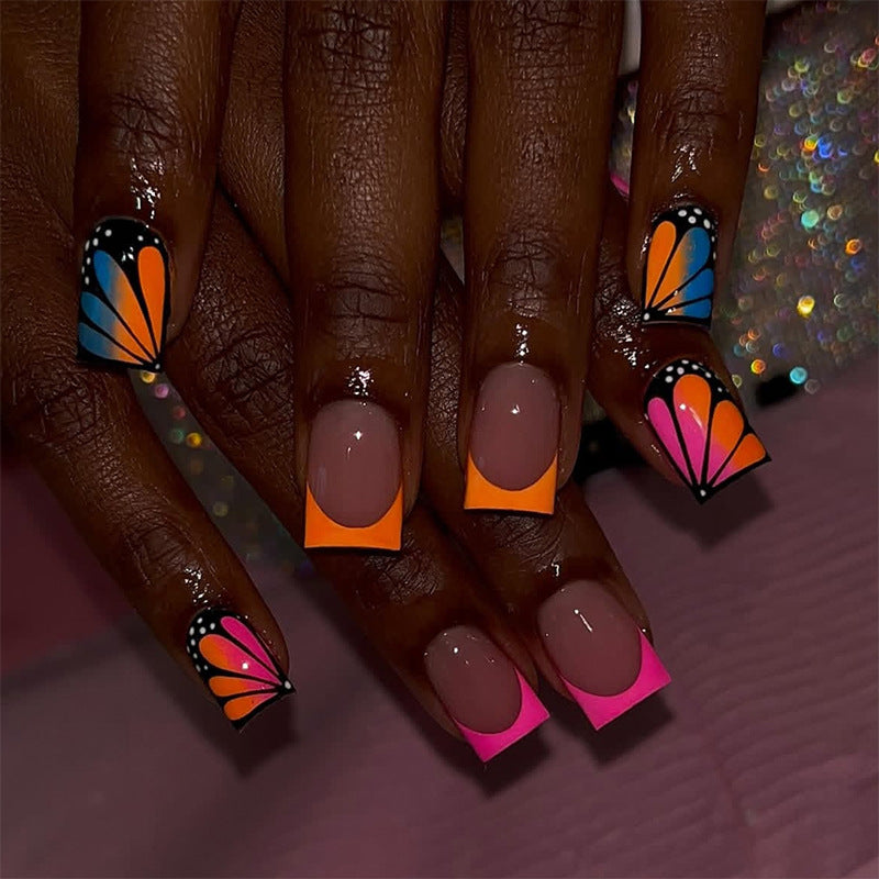 No.F460 Orange Fingernails Patch 24pcs/Set