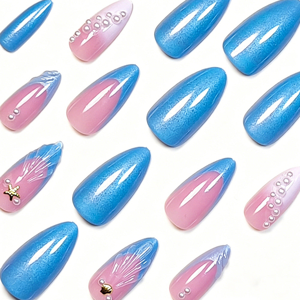 No.F727 Blue Fingernails Patch 24pcs/Set