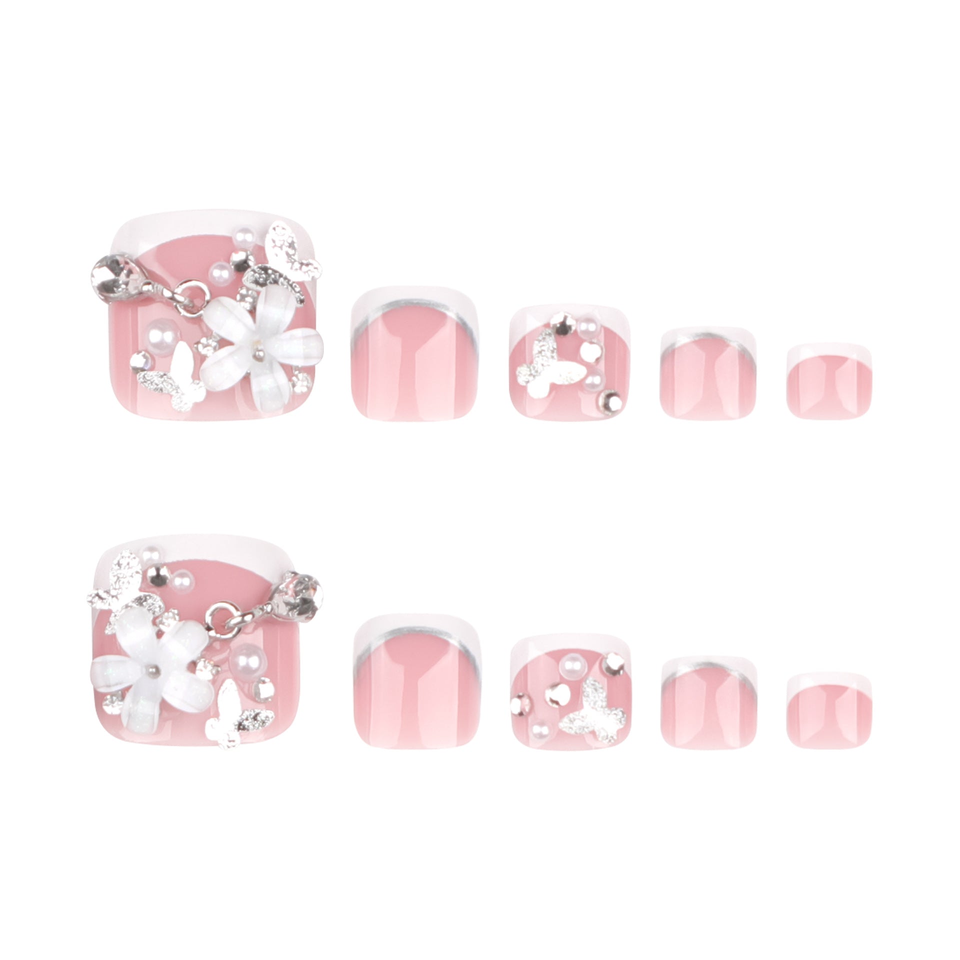 No.626 Flower Pearls Toenails Patch 24pcs/Set