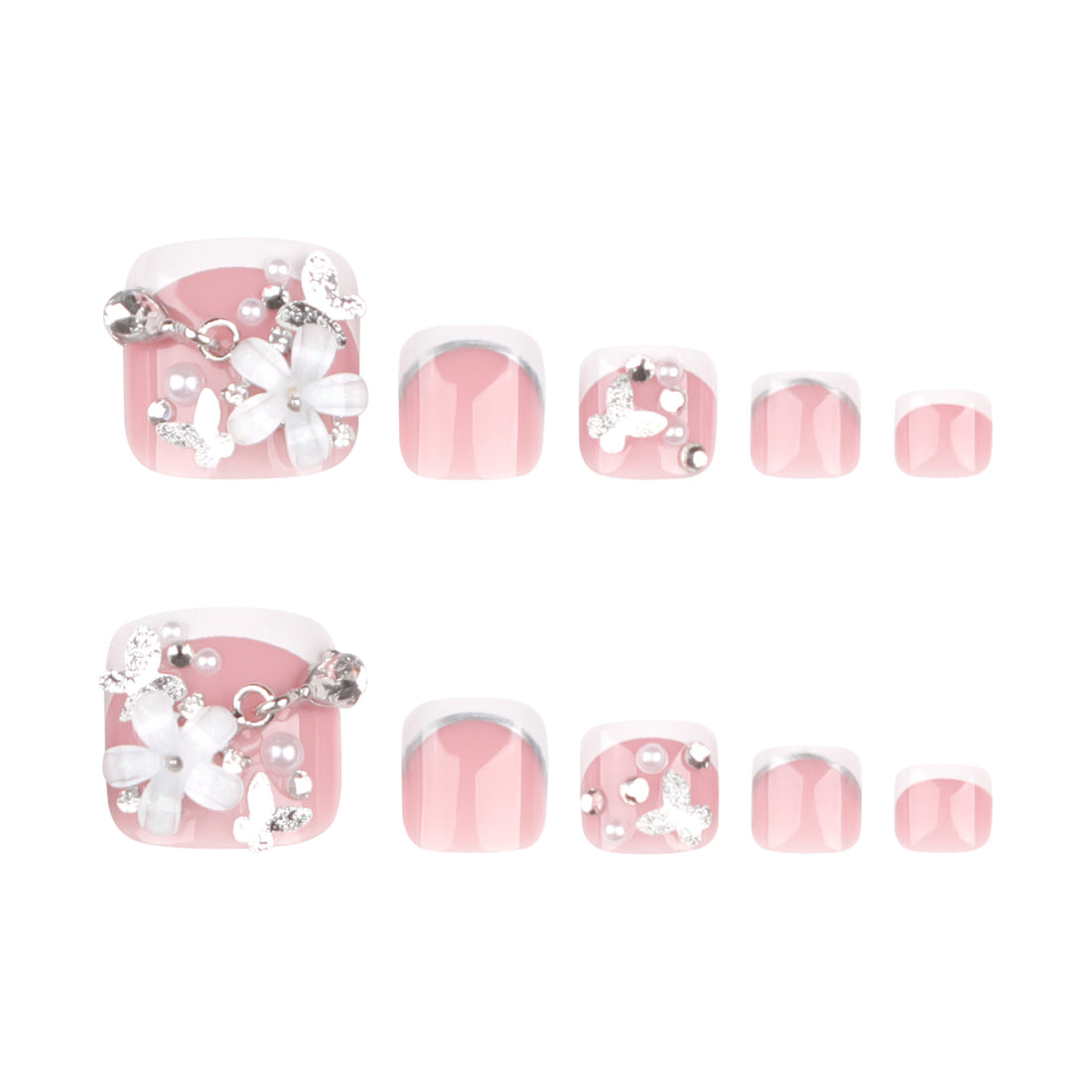 No.626 Flower Pearls Toenails Patch 24pcs/Set