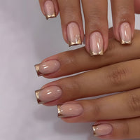 No.F42 Simple Gold Edge Short Fingernails Patch 24pcs/Set