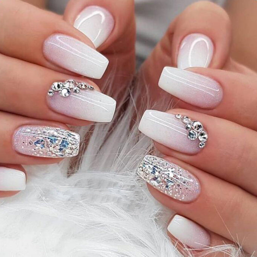 No.F49 Pink Gradient Fingernails Patch 24pcs/Set