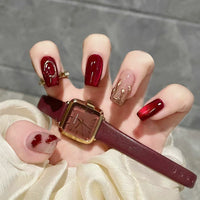 No.VN34 Red Fingernails Patch 24pcs/Set