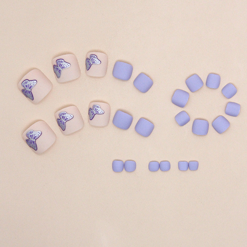 No.262 Romantic Purple Butterfly Toenails Patch 24pcs/Set