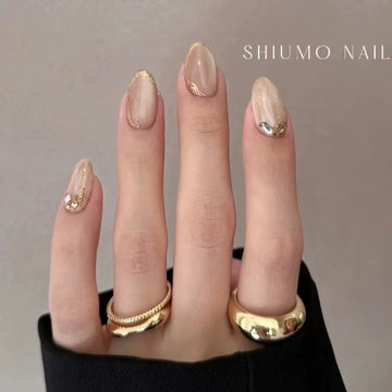 No.FP37 Apricot Cat's Eye Hand Made Fingernails 10pcs