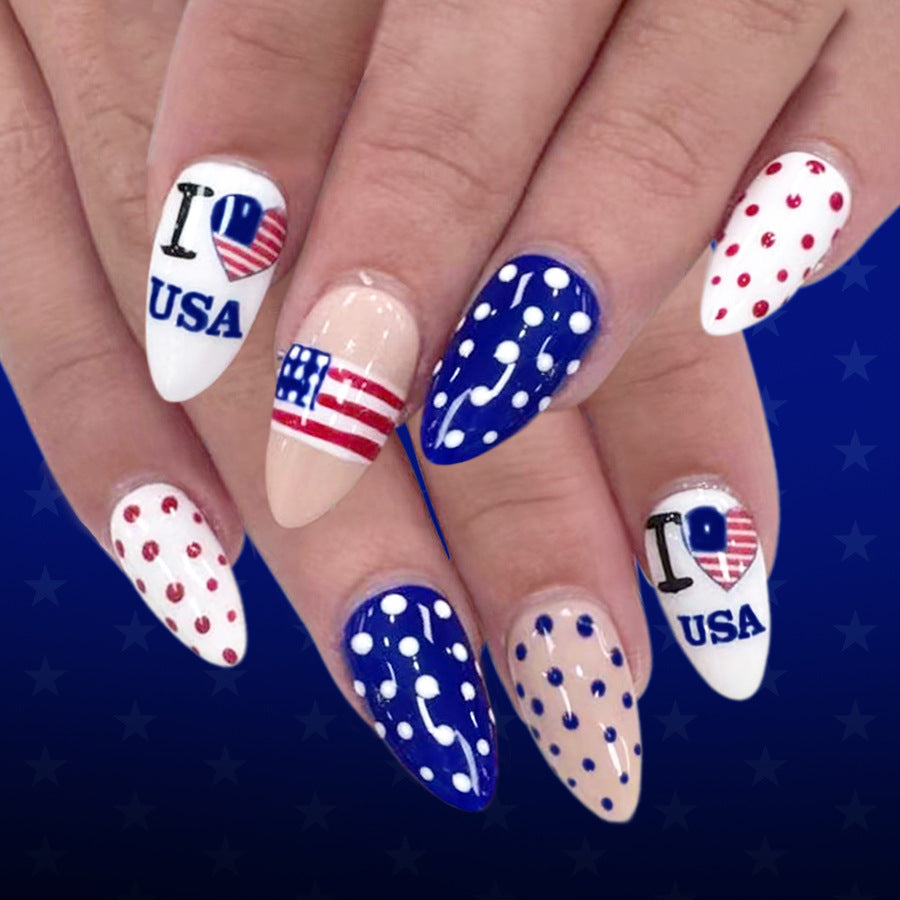 No.JNU1 Blue Flag Fingernails Patch 24pcs/Set