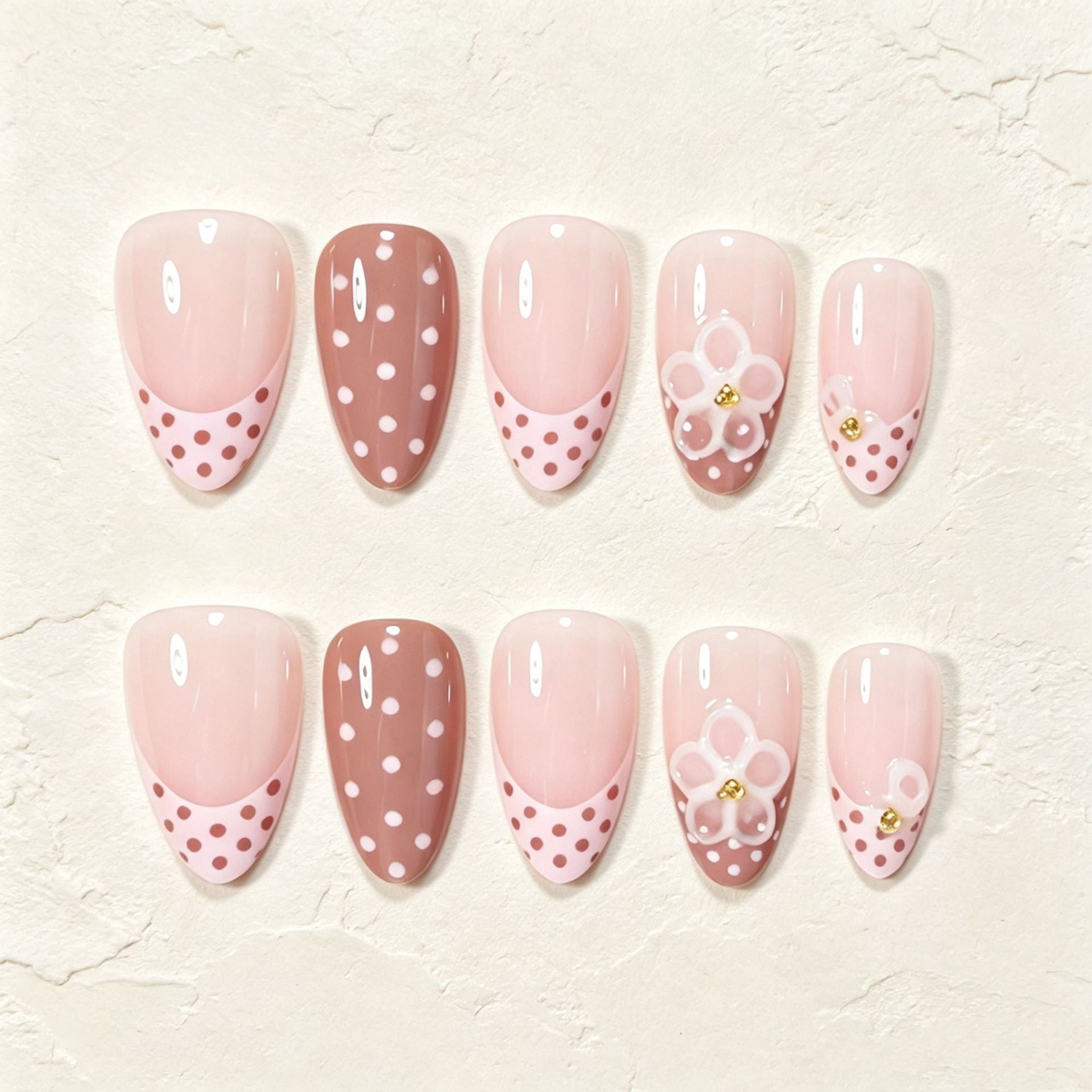 No.F746 White Polka Dots Fingernails Patch 24pcs/Set