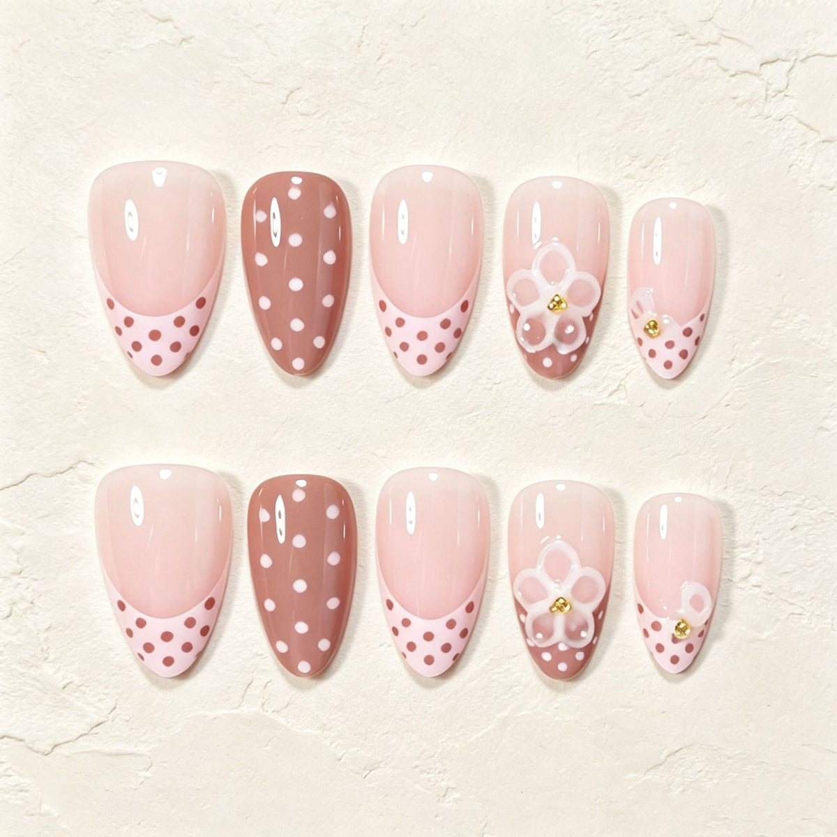 No.F746 White Polka Dots Fingernails Patch 24pcs/Set