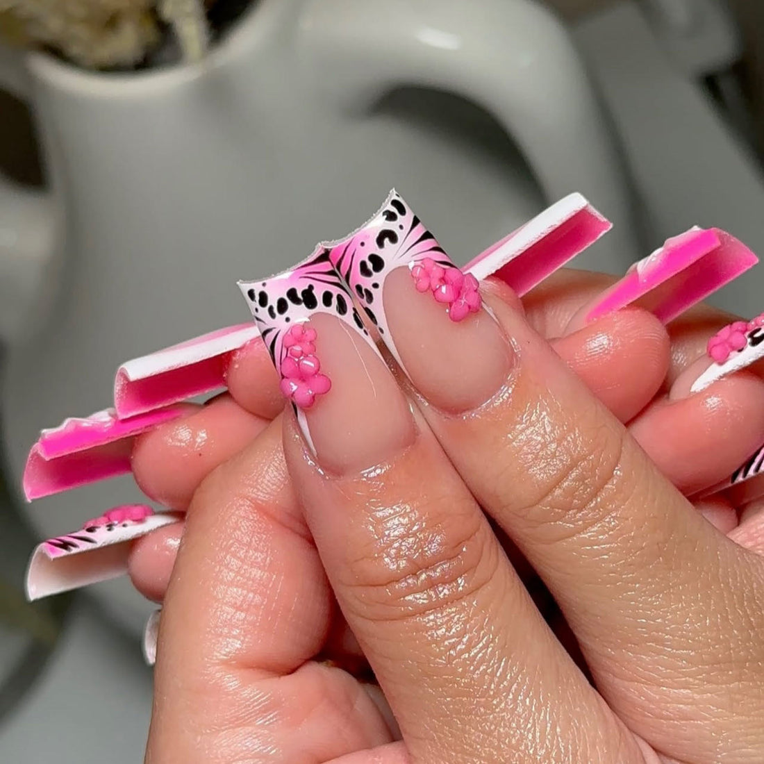 No.F490 Leopard Flowers Fingernails Patch 24pcs/Set
