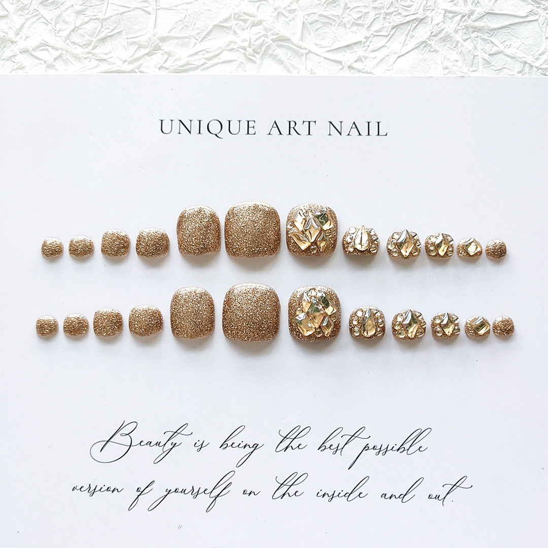 No.74 Champagne Large Rhinestone Toe Nails 24pcs/Set