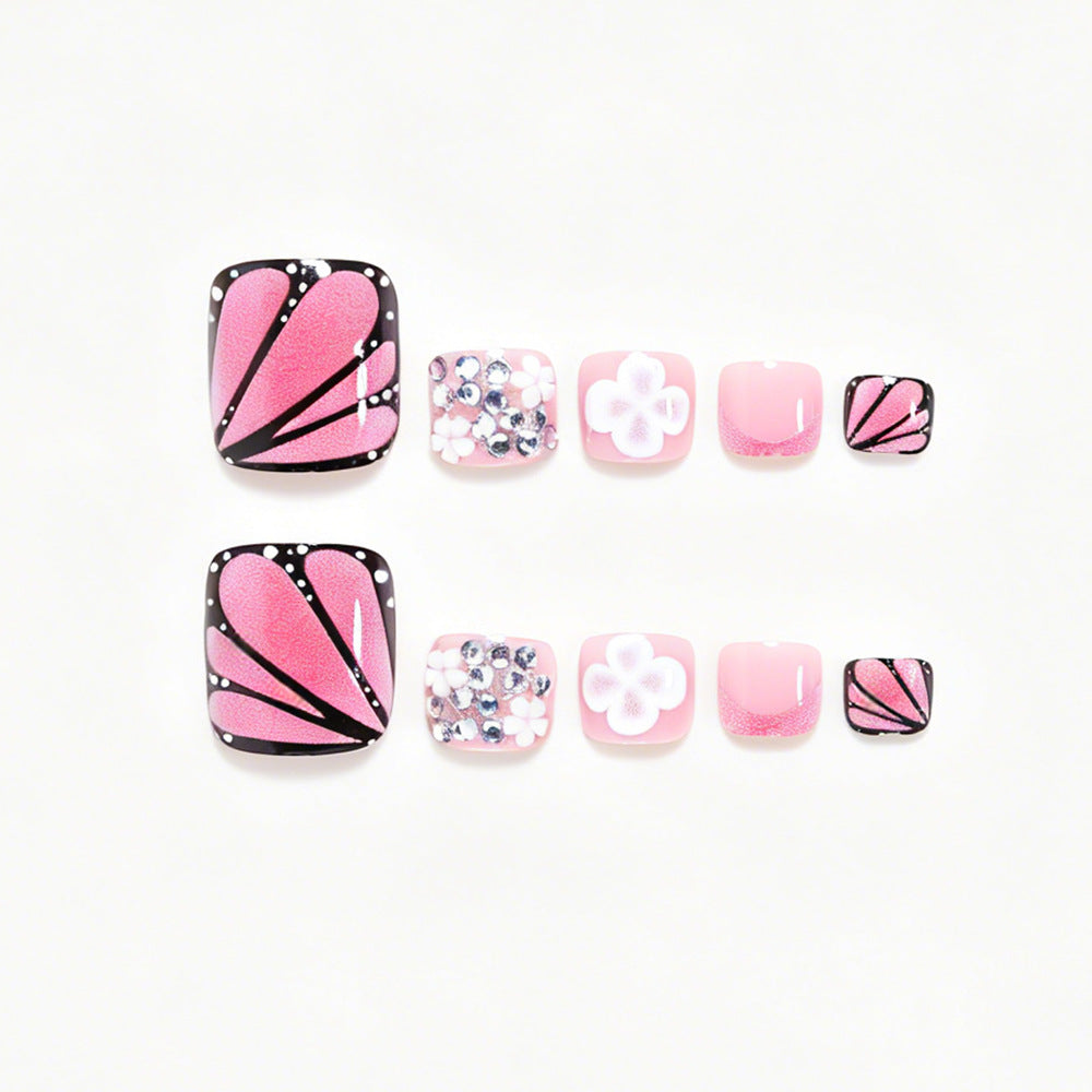 No.796 Pink Butterfly Toenails Patch 24pcs/Set