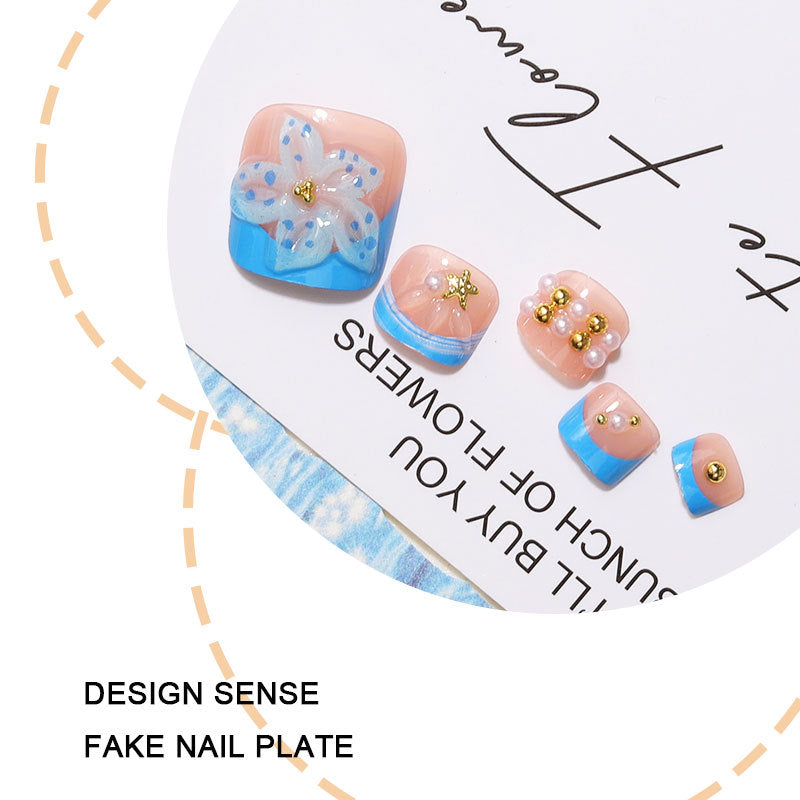 No.800 Blue Print Toenails Patch 24pcs/Set
