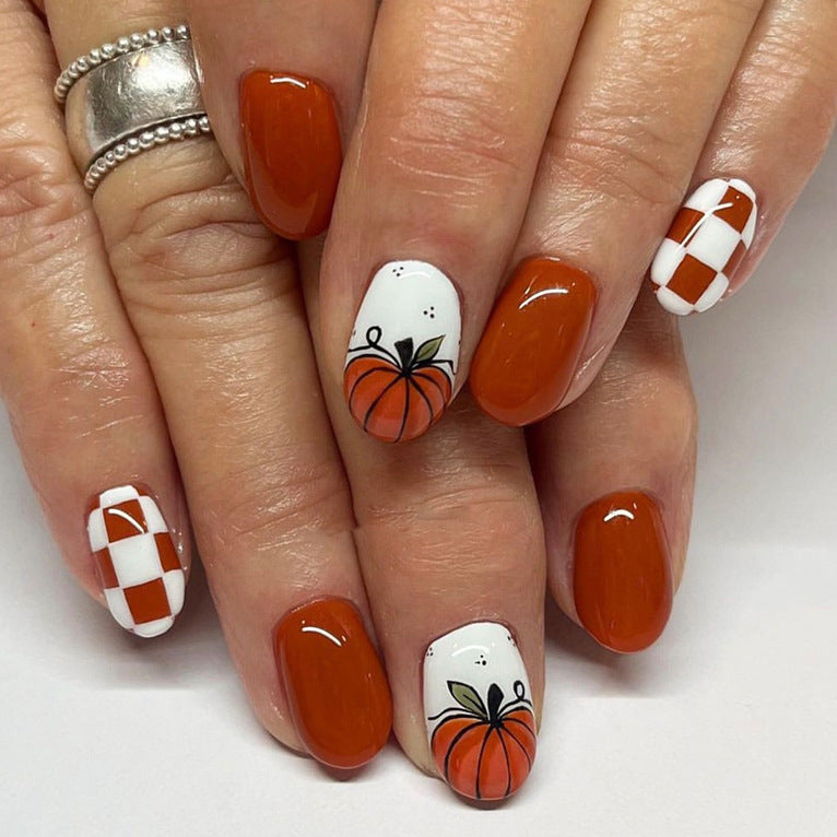 No.AW74 Halloween Orange Fingernails Patch 24pcs/Set