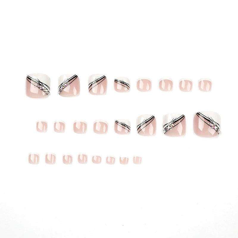 No.458 Black &White Lines Toenails Patch 24pcs/Set
