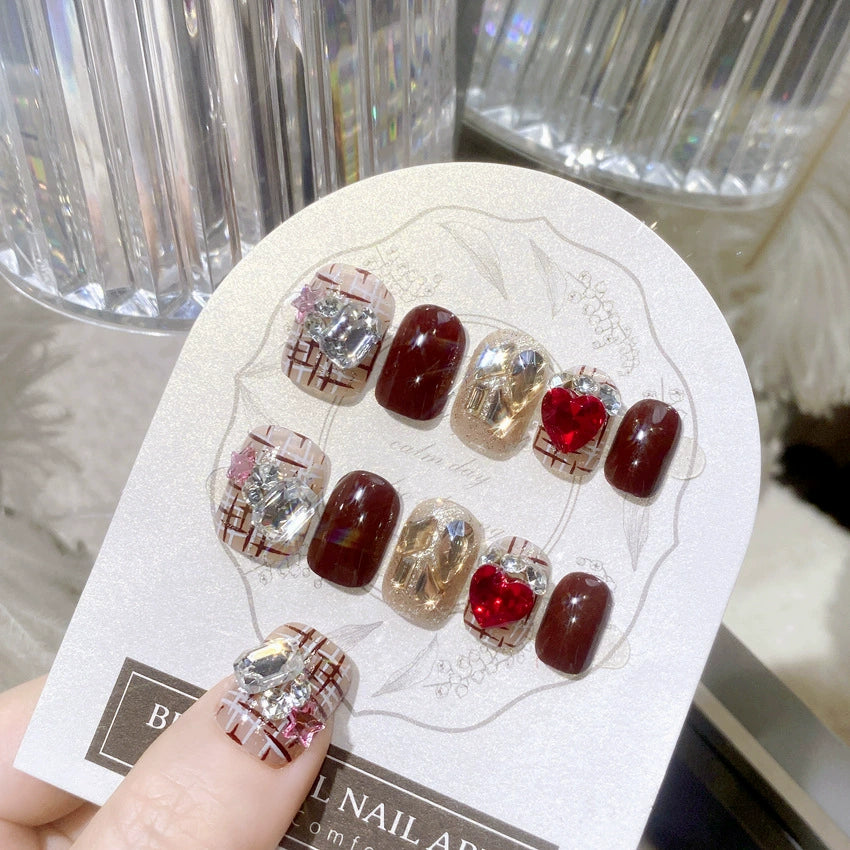 No.F309 Flash Wine red Fingernails Patch 24pcs/Set