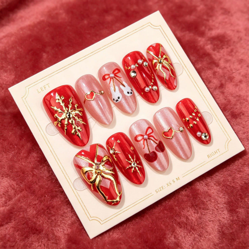 No.F857 Rabbit Heart Cat's Eye Fingernails Patch 30pcs/Set
