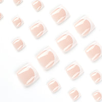 White French Tip Toe Nails Patch 24pcs/Set