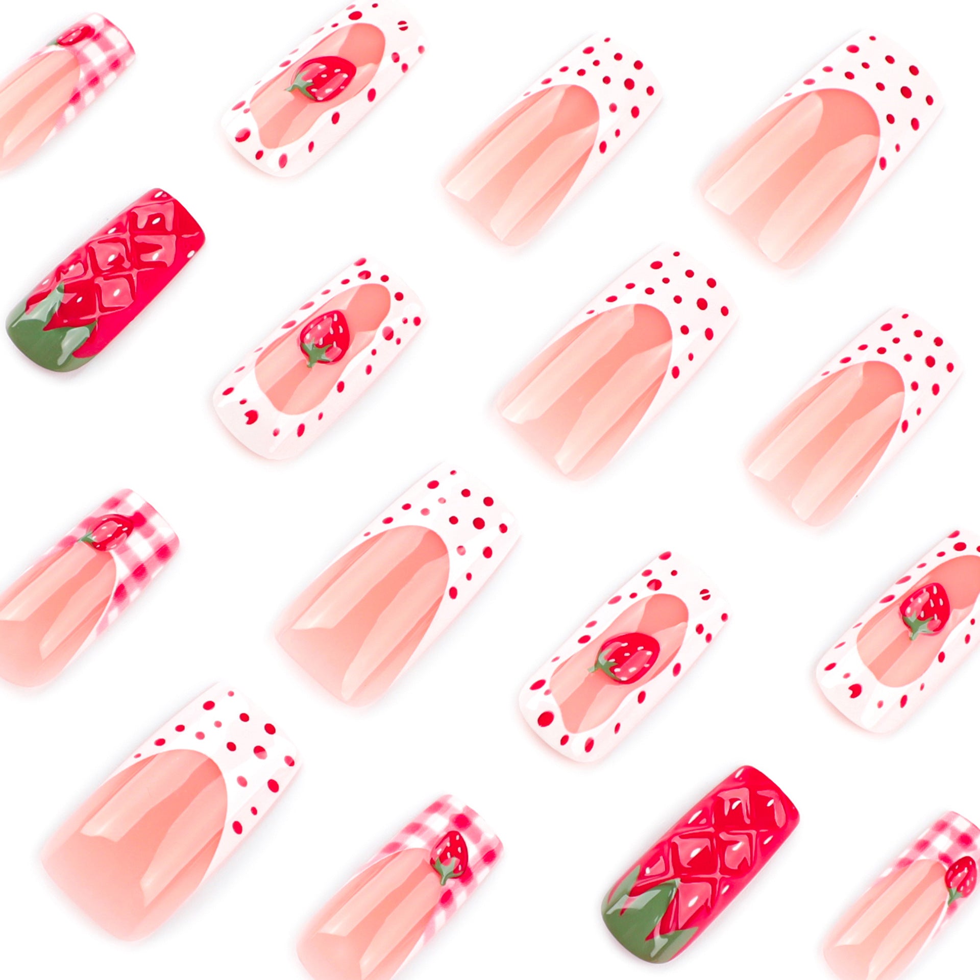 No.F562 Strawberry Fingernails Patch 24pcs/Set