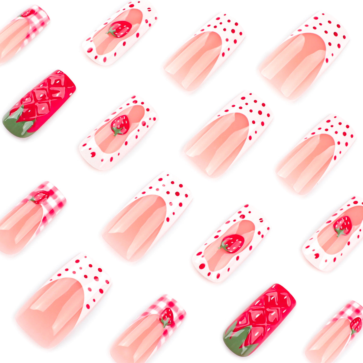 No.F562 Strawberry Fingernails Patch 24pcs/Set