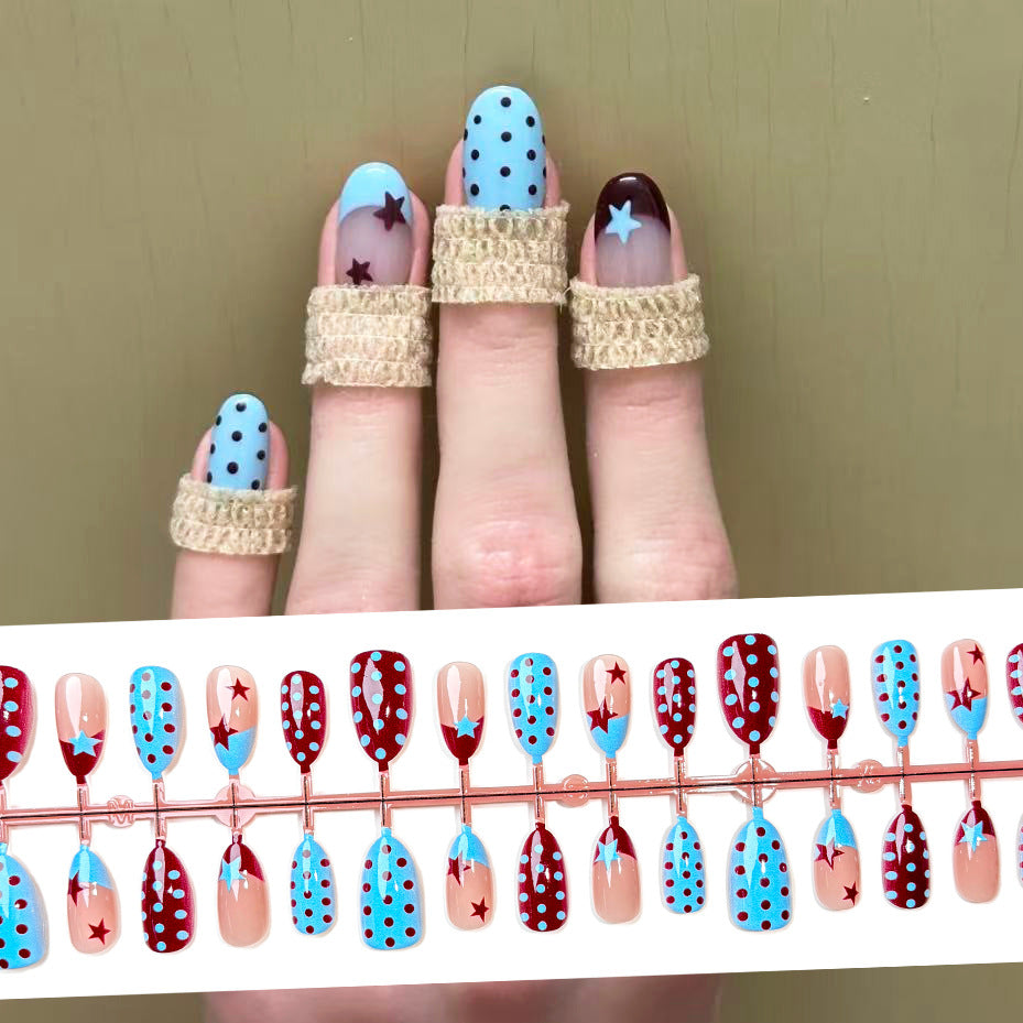 No.F802 Cute Blue Fingernails Patch 24pcs/Set