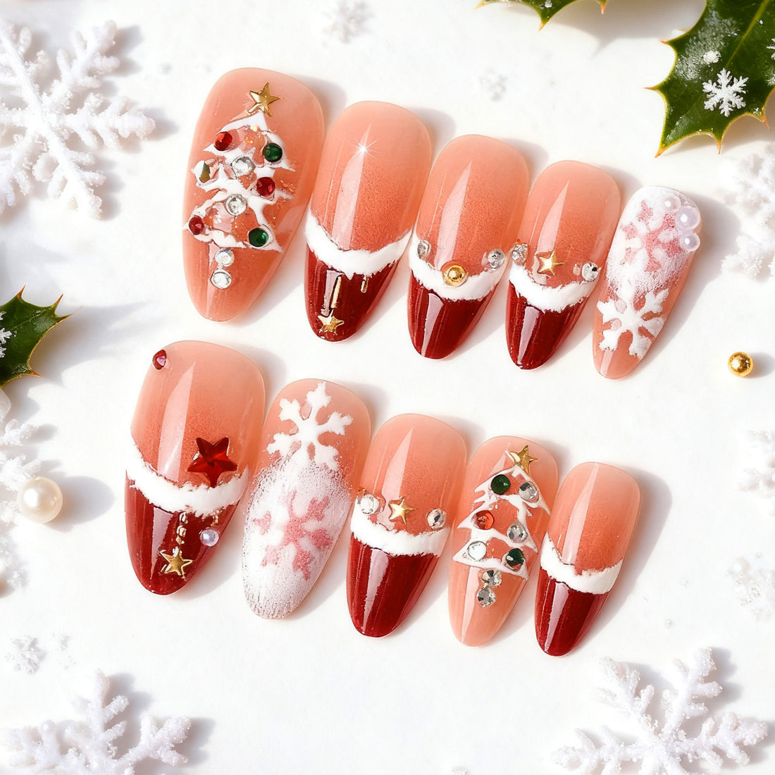 No.CM122 Christmas Tree Fingernails Patch 24pcs/Set