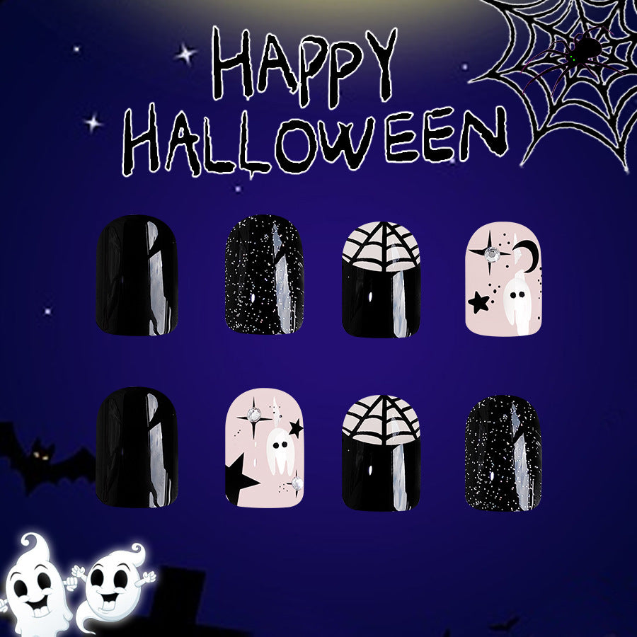 No.AW30 Halloween Ghost Spider Diamond Fingernails Patch 24pcs/Set