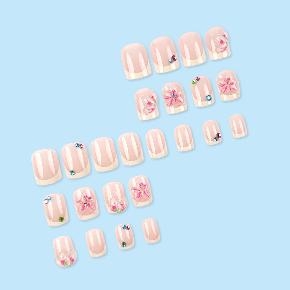 No.F723 Flower Fingernails Patch 24pcs/Set