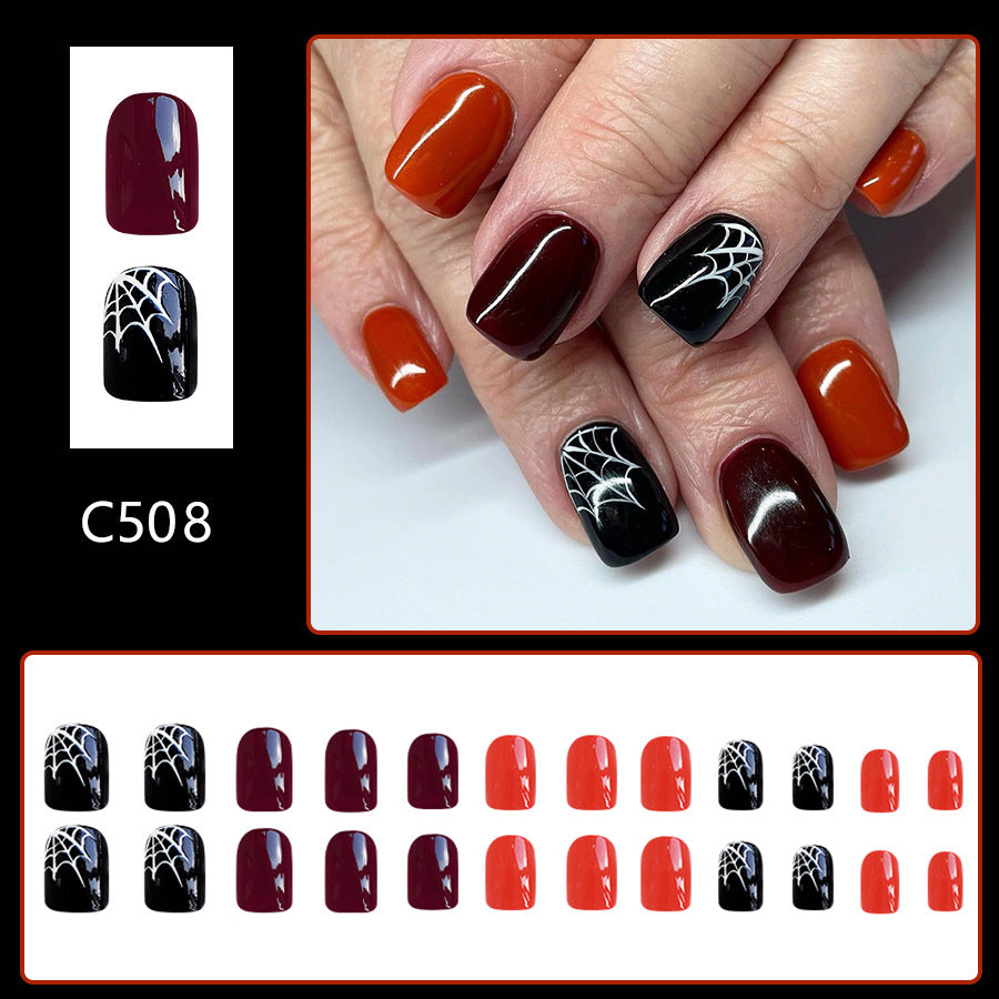 No.AW44 Halloween Pumpkin Orange Fingernails Patch 24pcs/Set