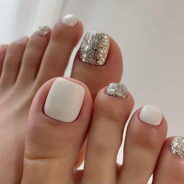 No.636 Silver Glitter Toenails Patch 24pcs/Set