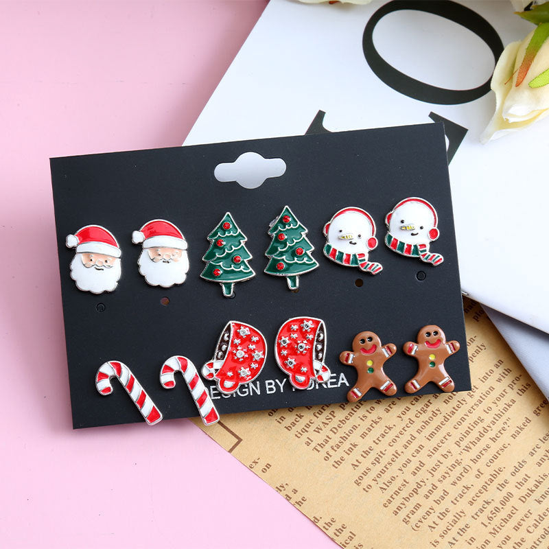 No.JR12 6 pairs/set Christmas Earrings Set