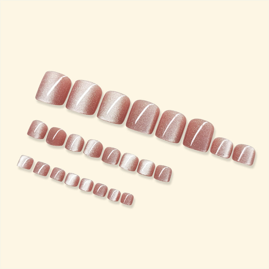 No.177 Nude Cat Eye Patelet Toenails Patch 24pcs/Set