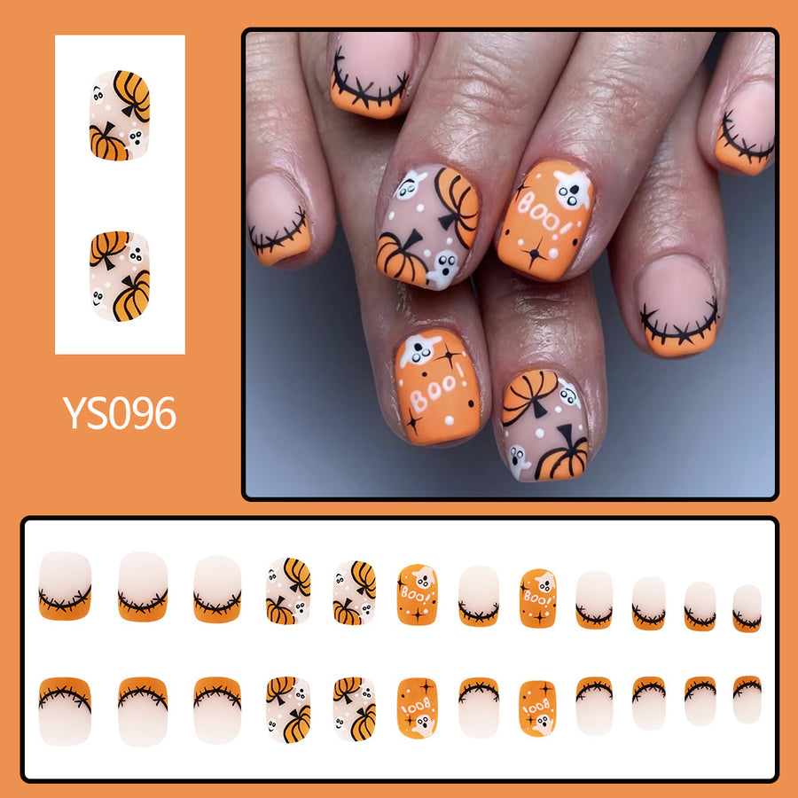 No.AW26 Halloween Pumpkin Fingernails Patch 24pcs/Set