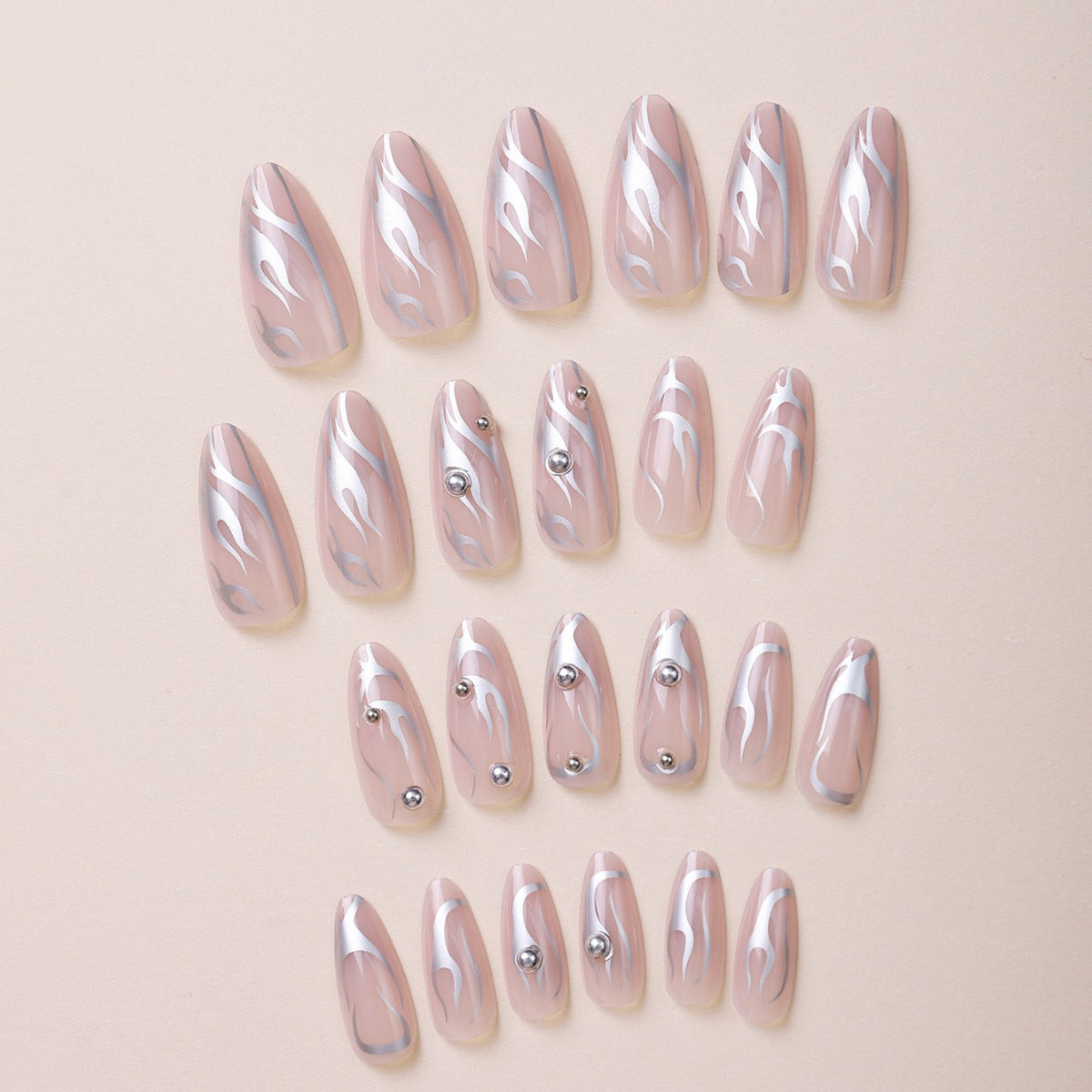 No.F688 Silver Flame Fingernails Patch 24pcs/Set