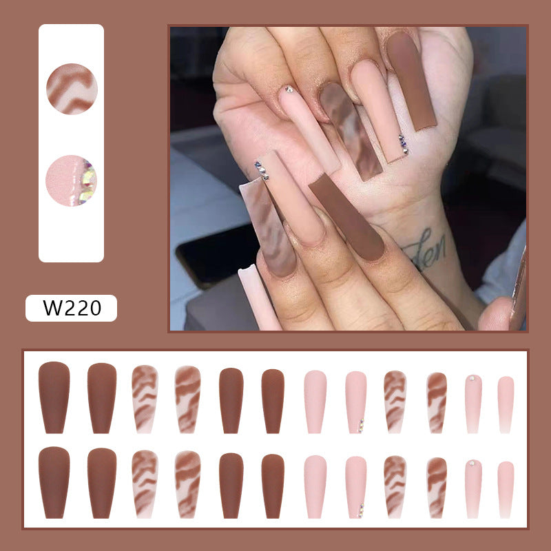 No.F553 Brown Fingernails Patch 24pcs/Set