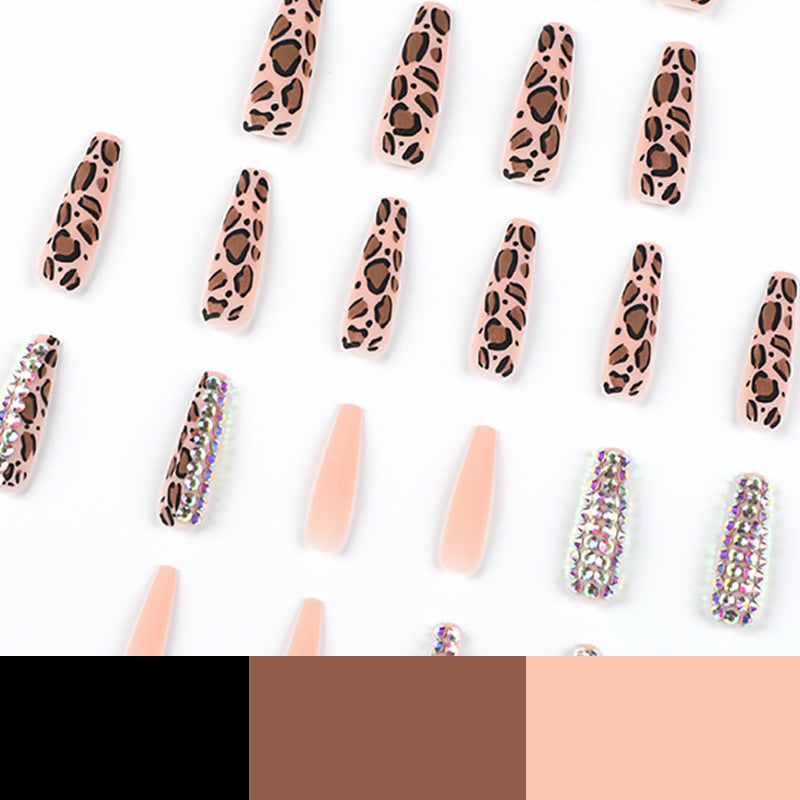 No.F203 Leopard Print Diamonds Fingernails Patch 24pcs/Set