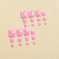 No.307 Pink Flower Toenail Patch 24pcs/Set